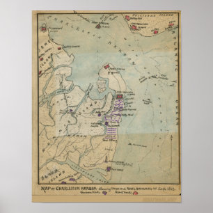 Póster Map of Charleston Harbor