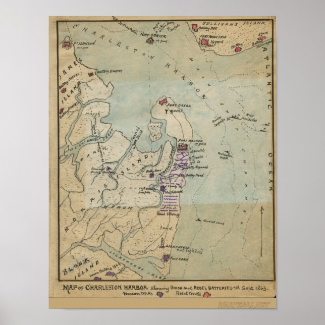 Póster Map of Charleston Harbor (Frente)