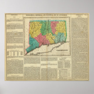 Póster Map Of Connecticut