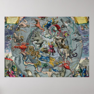 Póster Map of Constellations of the Northern