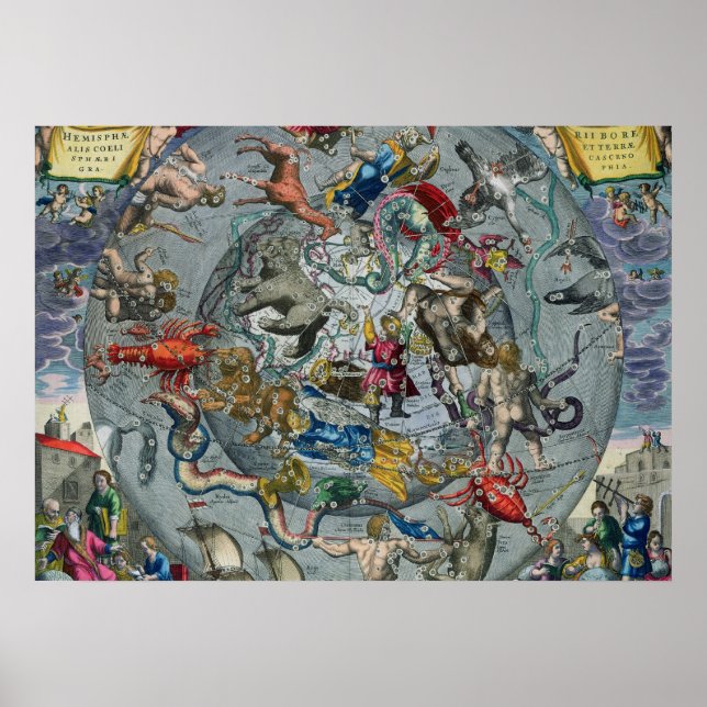 Póster Map of Constellations of the Northern (Frente)