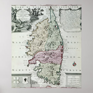 Póster Map of Corsica