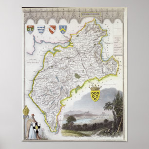 Póster Map of Cumberland, from 'Moule's English