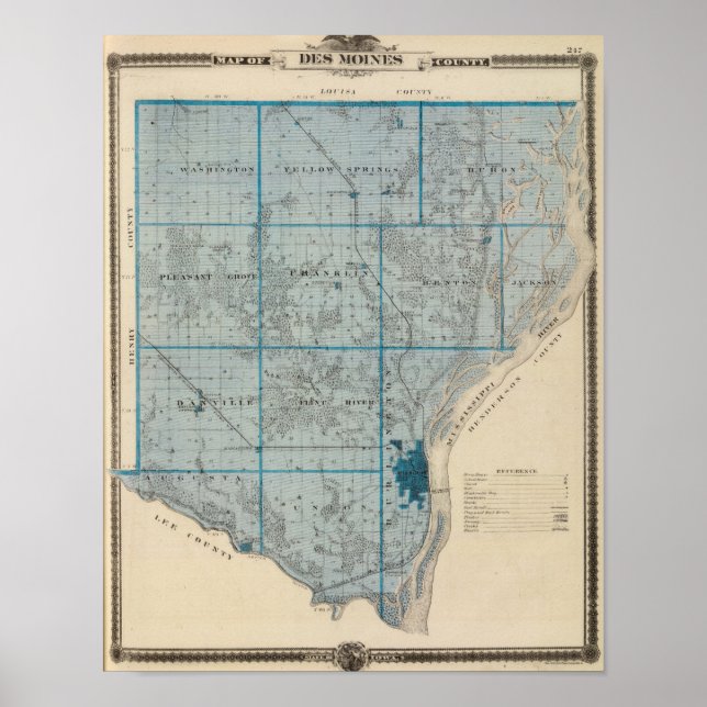 Póster Map of Des Moines County, State of Iowa (Frente)