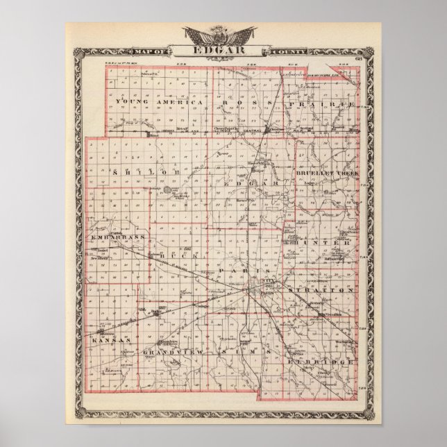 Póster Map of Edgar County (Frente)