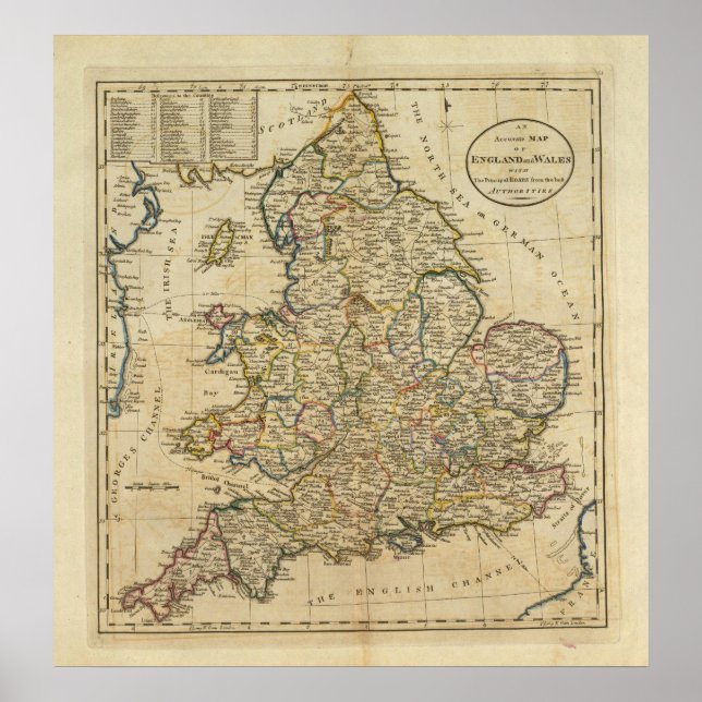 Póster Map of England and Wales (Frente)