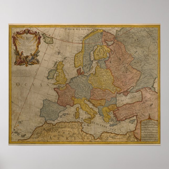 Póster Map of Europe | 1700 (Frente)