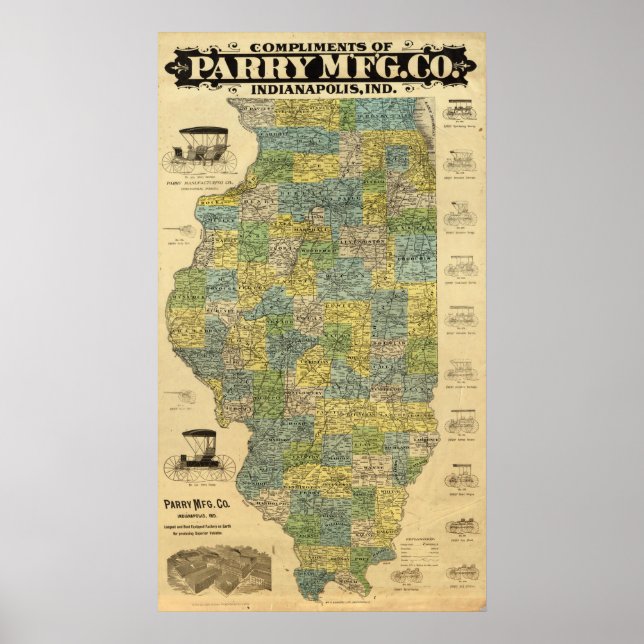 Póster Map of Illinois (Frente)