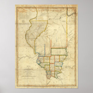 Póster Map of Illinois 3