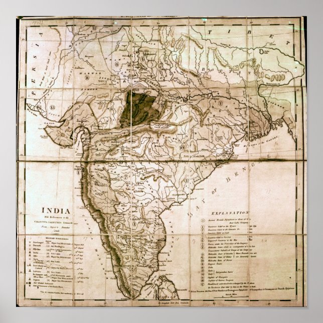 Póster Map of India, 1803 (Frente)