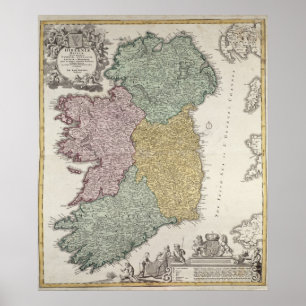 Póster Map of Ireland showing the Provinces of Ulster