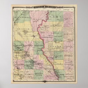 Póster Map of Juneau and Adams counties