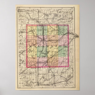 Póster Map of Kalamazoo County, Michigan
