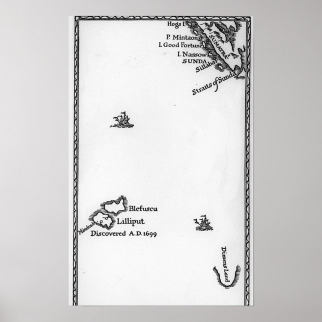 Póster Map of Lilliput and Blefuscu (Frente)