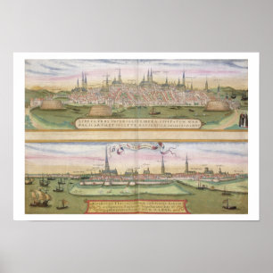 Póster Map of Lubeck and Hamburg, from 'Civitates Orbis T