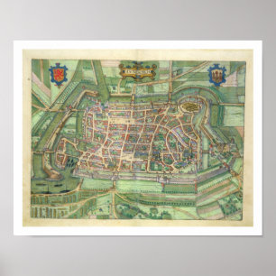 Póster map of Luneburg, from 'Civitates Orbis Terrarum' b