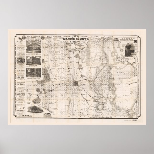 Póster Map of Marion County, Florida (1892) (Frente)