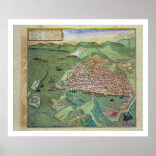 Póster Map of Marseilles, from 'Civitates Orbis Terrarum'