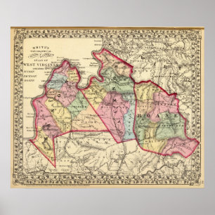 Póster Map of Mason, Jackson, Roane counties