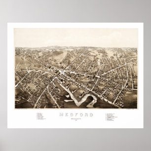 Póster Map of Medford, Massachusetts from 1880