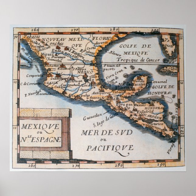 Póster Map of Mexico or New Spain | 1625 (Frente)