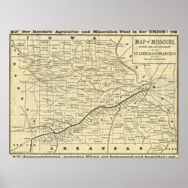 Póster Map of Missouri 2 (Frente)