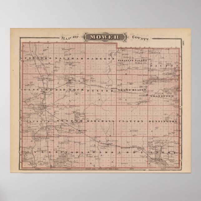 Póster Map of Mower County, Minnesota (Frente)