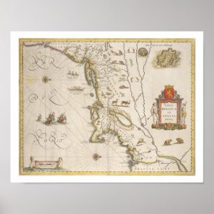 Póster Map of New Belgium and New England, pub. in Amster