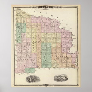 Póster Map of Oconto County northern part