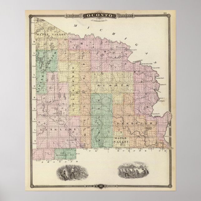 Póster Map of Oconto County northern part (Frente)