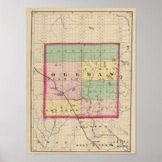 Póster Map of Ogemaw County, Michigan