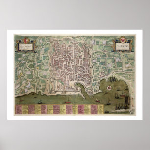 Póster Map of Palermo, from 'Civitates Orbis Terrarum' by