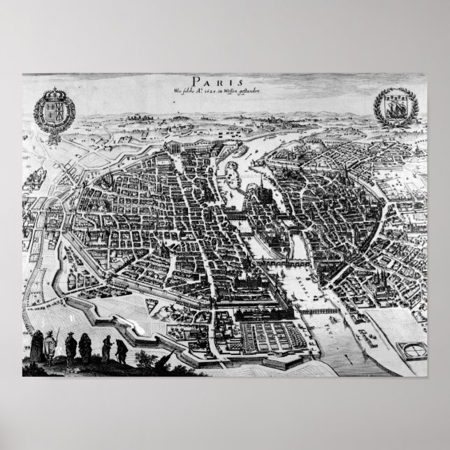 Póster Map of Paris, 1620 (Frente)