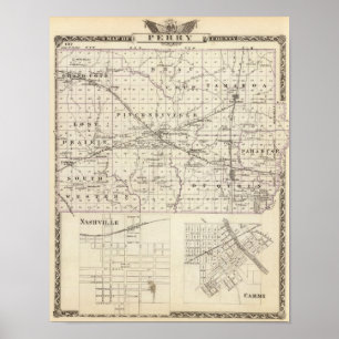 Póster Map of Perry County, Nashville and Carmi