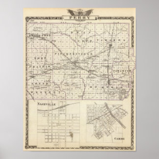 Póster Map of Perry County, Nashville and Carmi