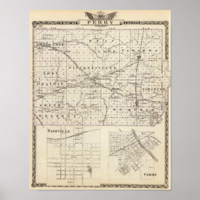 Póster Map of Perry County, Nashville and Carmi (Frente)
