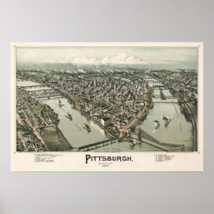 Póster Map of Pittsburgh (Fowler) - 1902, BigMapBlog.com