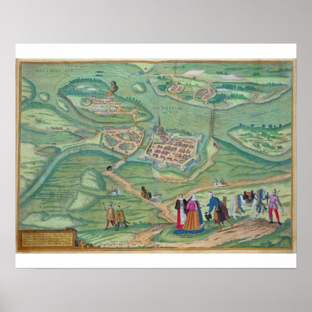 Póster Map of Raab, from 'Civitates Orbis Terrarum' by Ge (Frente)