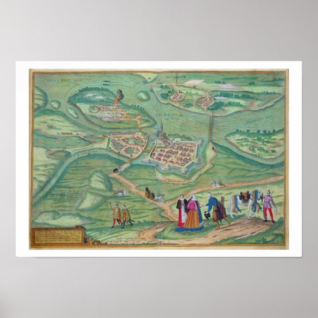 Póster Map of Raab, from 'Civitates Orbis Terrarum' by Ge (Frente)