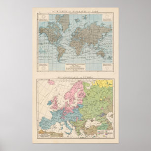 Póster Map of Religions in Europe
