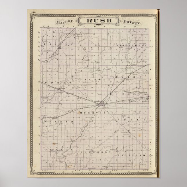 Póster Map of Rush County (Frente)