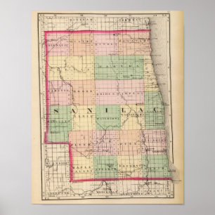 Póster Map of Sanilac County, Michigan