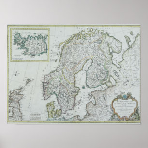 Póster Map of Scandinavia