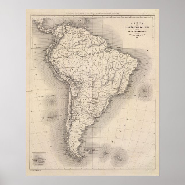 Póster Map of South America 3 (Frente)