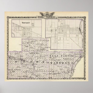 Póster Map of Stark and west part of Marshall counties