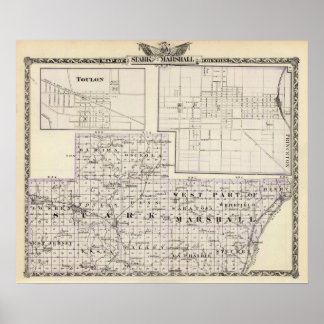 Póster Map of Stark and west part of Marshall counties