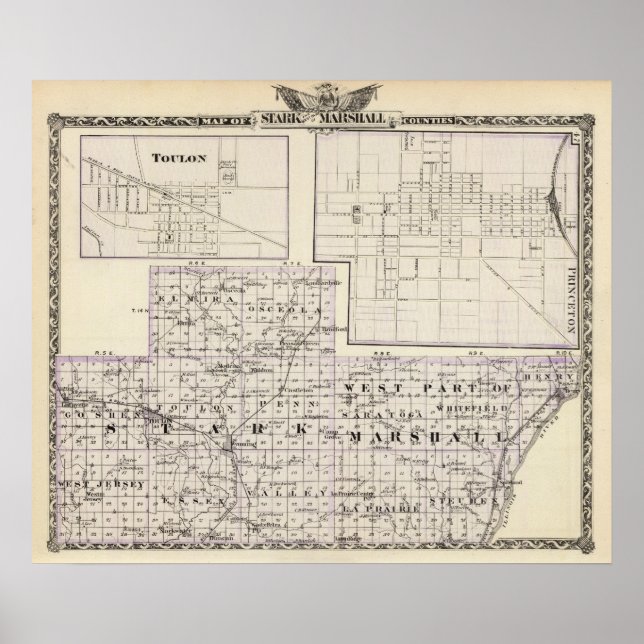Póster Map of Stark and west part of Marshall counties (Frente)