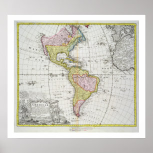 Póster Map of the Americas, published by Homann, 1746 (co