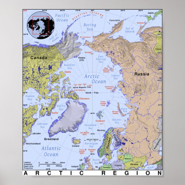 Póster Map of The Arctic Oceran (Frente)
