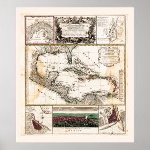 Póster Map of the Caribbean (1781)